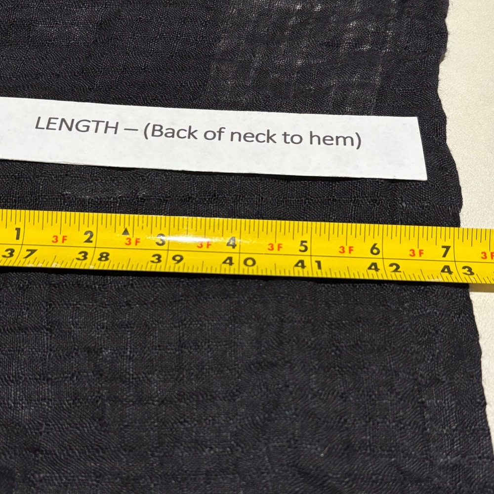 FLAX Women 100% Linen Long Duster Cardigan Coat Sz L Black Buttons Lagenlook - Picture 8 of 16